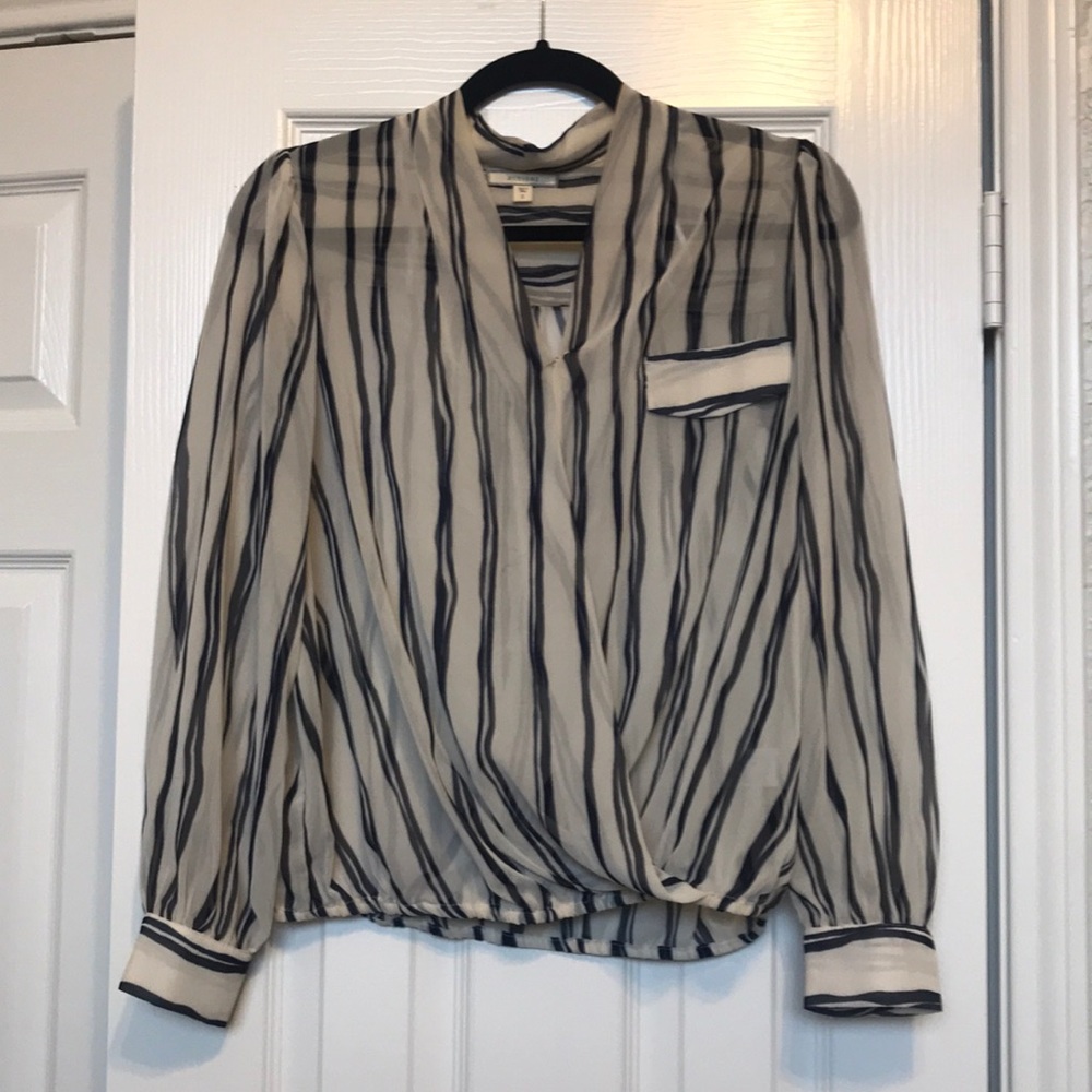 Pleione sheer long sleeve blouse